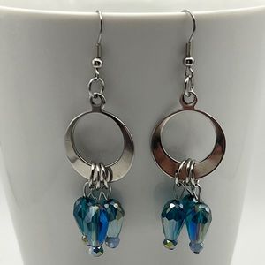 Stainless steel and glass Earrings